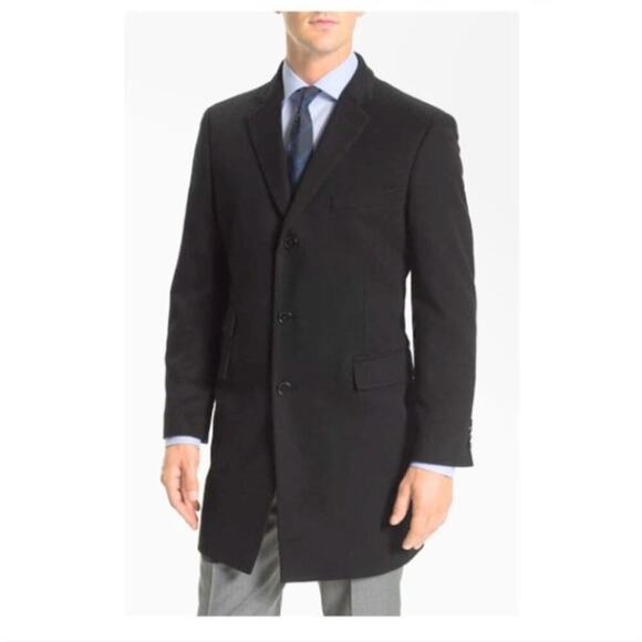 John Varvatos Flatbrush 100% Cashmere Button Blazer Sport Coat Jacket Black 46R - Picture 1 of 11